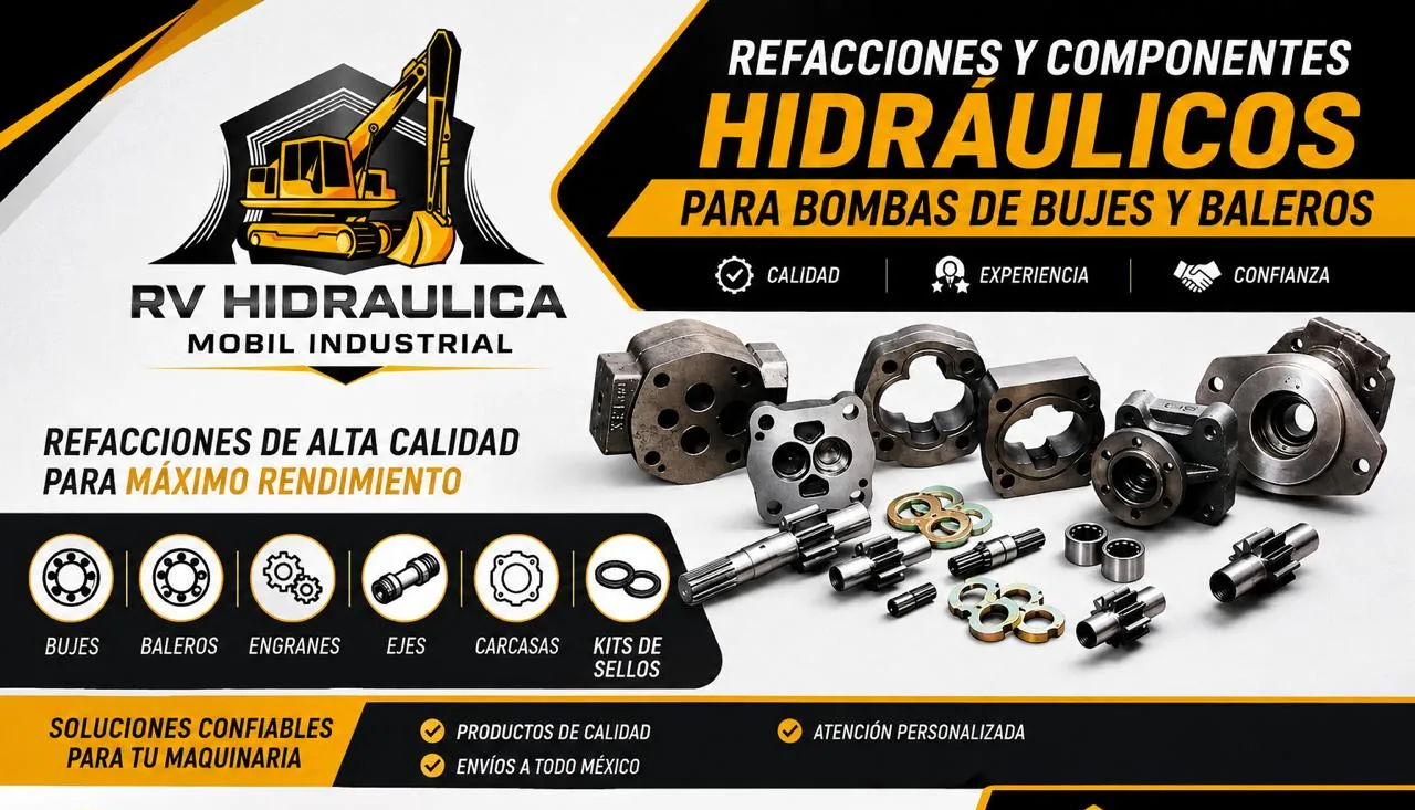 Refacciones y componentes hidráulicos: bujes, baleros, engranes, ejes y kits de sellos